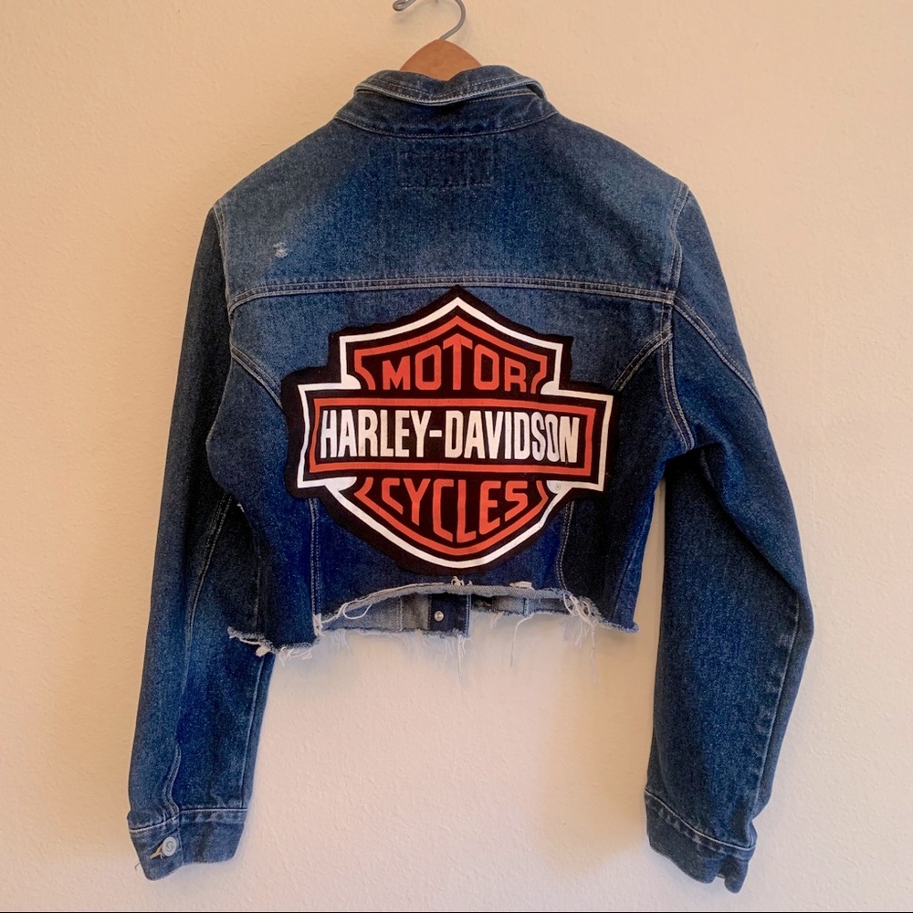 Harley Davidson cropped denim jacket